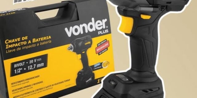 Vonder Plus, Chave de Impacto, Bateria 20 V, Encaixe de 1/2”, Carregador Bivolt, CIV 212B.