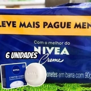 NIVEA Sabonete em Barra Creme Care Promo 6 un. 90g – Limpa e deixa a pele macia mesmo após o banho, com glicerina, fragrância NIVEA Creme