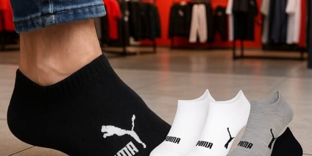 Kit com 6 Pares de Meias Adulto Puma Modelo Sapatilha Calcanhar Verdadeiro Lisa Básica Esportiva