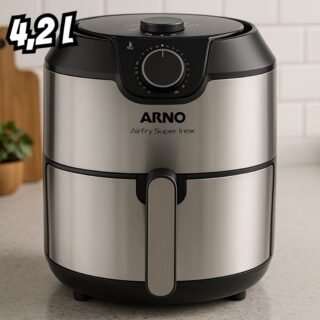 Fritadeira Elétrica Sem Óleo Airfry Super Inox Arno Preta E Inox 110v