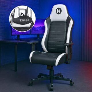 Cadeira Gamer Techni Sport Reclinável Giratória Preta e Prata TS62