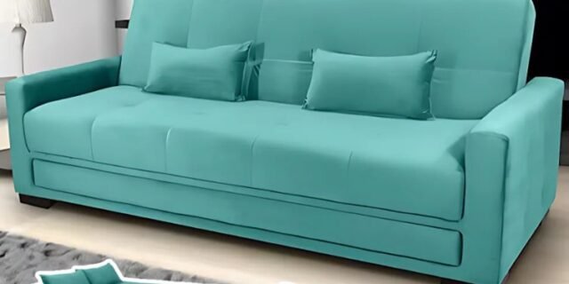 Sofá-cama 3 Lugares Matrix Grazi Revestido Em Tecido Veludo – 206cm De Largura – Acqua