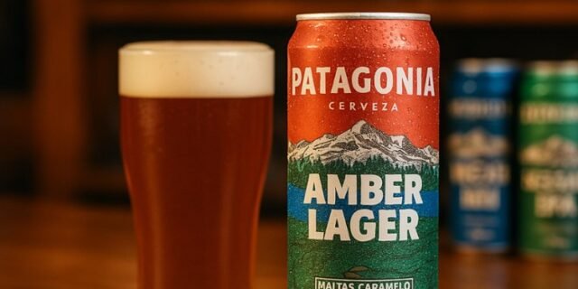 Pack Cerveja Patagonia Amber Lager Nacional 350ml Lata Sleek – 8 Unidades