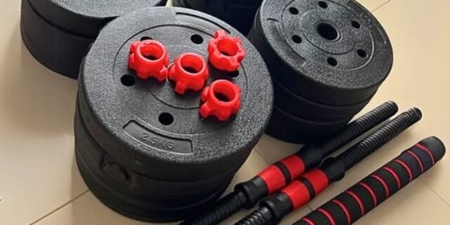 Kit 30kg Halteres de Anilhas E Barras Ajustáveis Fitness