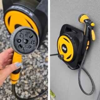 WAP Mangueira para Jardim com Enrolador e Esguicho Multiplo GMEEM01, 12 Metros, Engates Rápido 1/2″