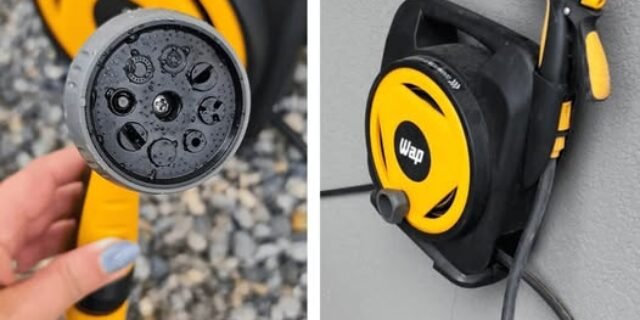 WAP Mangueira para Jardim com Enrolador e Esguicho Multiplo GMEEM01, 12 Metros, Engates Rápido 1/2″