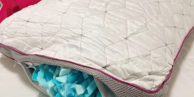 Travesseiro Ajustável – I wanna sleep – Snow®, flocos de espuma removíveis para controle da altura, ideal para dores na coluna, altura perfeita