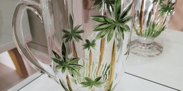 WOLFF – Jarra de Cristal Palmeira – 1,5 Litros – Linha Palm Tree Handpaint