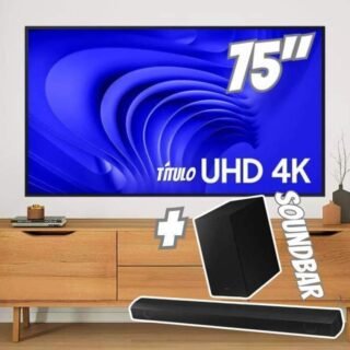 Smart Big TV 75″ Crystal UHD 4K 75DU8000 2024 + Soundbar HW-B550/ZD – Samsung