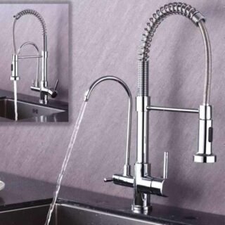 Torneira para Cozinha Gourmet de Mesa Dupla Nell – F-02 CRO Prata