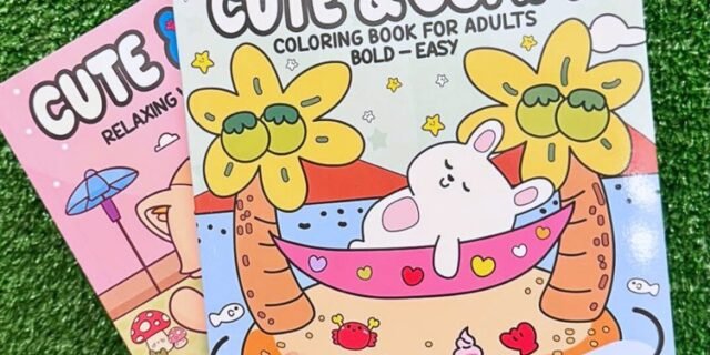 Coleção Cute & Comfy Coloring Book for Adults – Bold Easy – Kit com 2 Livros de Colorir Adulto
