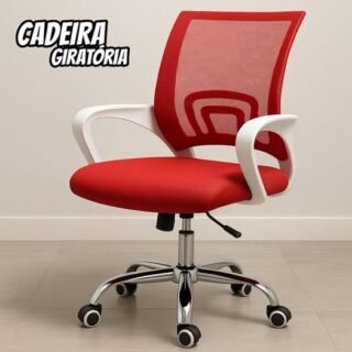 Cadeira de Escritório Secretária Base Cromada com Rodinha Fortt Lisboa Vermelha – CSF02-V