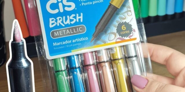 Caneta pincel Brush Metálico com 6 cores Cis