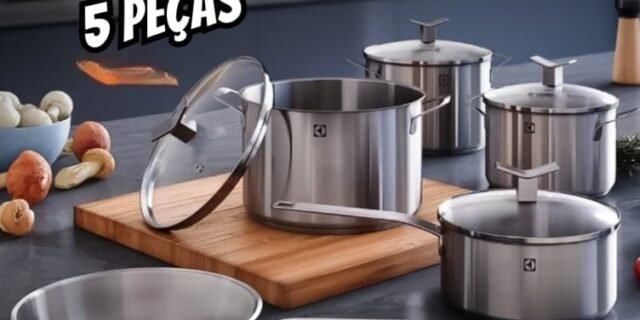 Jogo de Panelas Electrolux Inox com 5 Peças Design com Fundo Triplo