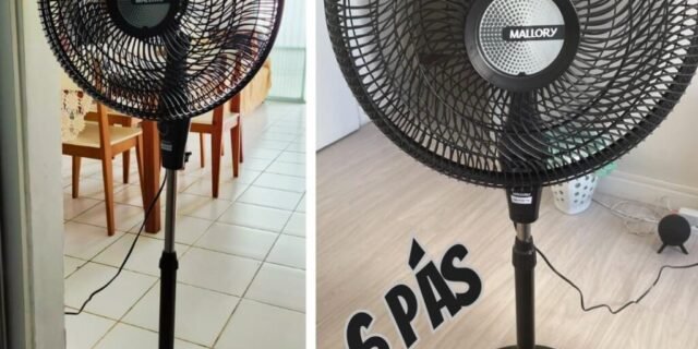 Ventilador de Coluna Mallory Delfos TS+ 126W, Silencioso, Com Hélice de 6 pás – PR-GR – 127V