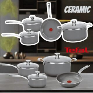 Jogo de Panelas Tefal Ceramic Vitality 4 Peças com Base de Indução, Cabos de Aço Inox, Revestimento Cerâmico e Tecnologia Thermo-Sinal®