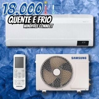 Ar-Condicionado Split Inverter 18000 BTUs Samsung WindFree Connect High Wall Quente e Frio AR18BSEAAWKNAZ 220V