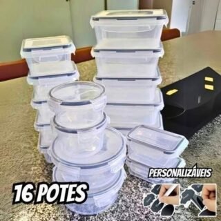Conjunto de 16 Potes Herméticos Croix Com Tampa e Trava