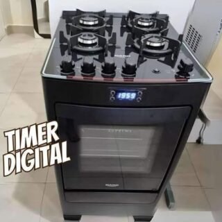 Fogão 4 Bocas Preto com Mesa de Vidro e Timer Digital Dako Supreme Black Glass Bivolt