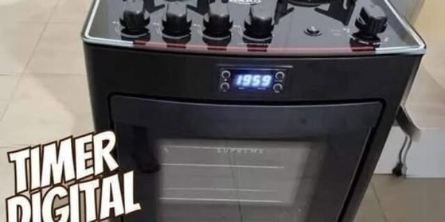 Fogão 4 Bocas Preto com Mesa de Vidro e Timer Digital Dako Supreme Black Glass Bivolt