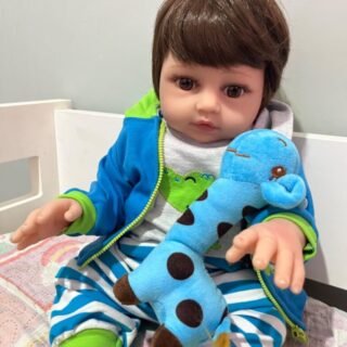 Brastoy Bebê Reborn Boneco Silicone Menino (48cm Girafinha Menino Boneco)