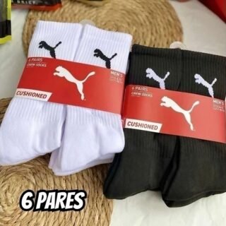 Kit 6 Pares Meias Puma Cano Médio Alto Atoalhada