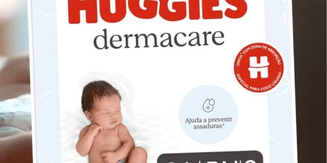 Fralda Huggies Premium Dermacare Tamanho RN – 34 Fraldas Premium com Tecnologia Avançada para Pele Sensível do bebê que ajuda previnir assaduras
