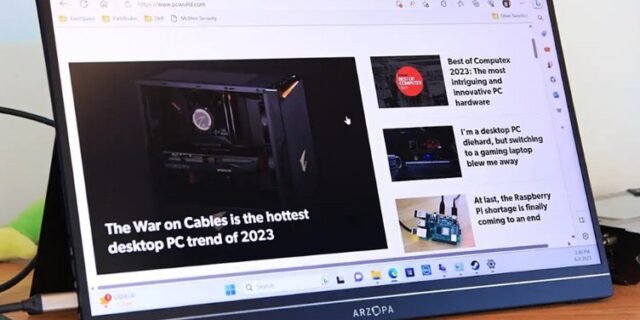 ARZOPA Suporte para monitor portátil, monitor portátil ultrafino de 14 polegadas, tela externa FHD 1080p com alto-falantes duplos segunda tela