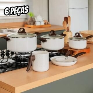 Jogo De Panelas Brinox Smart Plus 6pçs Ceramic Life Vanilla 4791/102