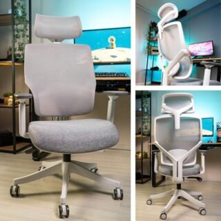 Cadeira Office DT3 Yura, ergonomica em Mesh Vintex-Y™+Tecido DT3 UltraSoft ™, apoio de cabeça 2D, braços 2D, ajuste manual de altura, suporta até 120k