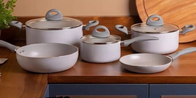 Jogo De Panelas 5 Peças Ceramic Life Marble Blend Brinox