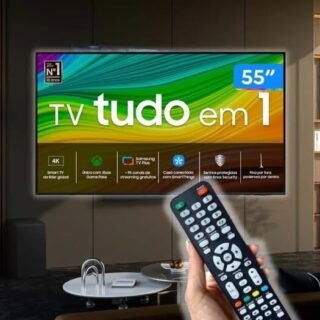 Samsung Smart TV 55″ QLED 4K 55Q60D – Tecnologia de Pontos Quânticos, Design AirSlim