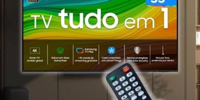Samsung Smart TV 55″ QLED 4K 55Q60D – Tecnologia de Pontos Quânticos, Design AirSlim