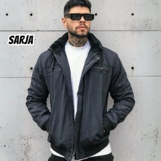 Jaqueta Masculina De Sarja Com Capuz Removivel
