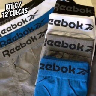 Kit 12 Cuecas Boxer Masc Microfibra Adulto S/ Costura Reebok
