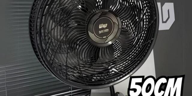 WAP Ventilador de Mesa e Parede 50cm FLOW TURBO, Tecnologia Silenciosa e Econômica, 8 Pás e 3 Velocidades, 180W 127V