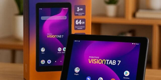 Tablet Positivo Vision TAB 7 – Processador Octa-Core 3GB RAM 64GB Armazenamento, Tela 7” IPS, Bateria 3100mAh, Android 14 Go, Wi-fi – Preto