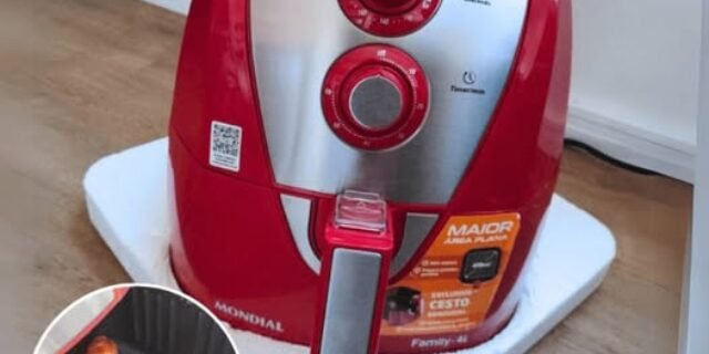 MONDIAL Fritadeira Sem Óleo Air Fryer 4L, Vermelho/Inox, 1500W, 110V – AFN-40-RI