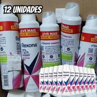 Rexona 12 Unidades Desodorante Antitranspirante Aerossol Powder Dry ou Antibac + Invisible 150ml