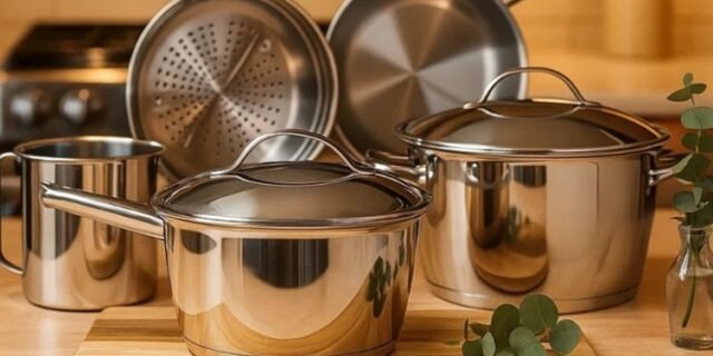 Jogo de Panelas Tramontina Allegra em Aço Inox com Fundo Triplo 5 Peças