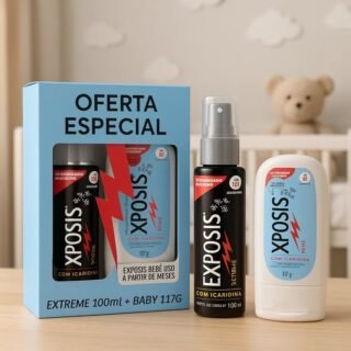 Exposis Kit Repelente com Icaridina, Exposis Extreme Spray 100ml e Bebê Gel 117g