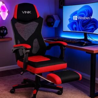 CADEIRA GAMER ROCKET PRETA COM VERMELHO – CGR10PVM – VINIK, Preta e Vermelha