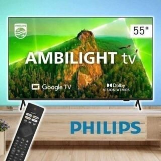 Smart TV Philips Ambilight 55″ 4K 55PUG7908/78, Google TV, Comando de Voz, Dolby Vision/Atmos, VRR/ALLM, Bluetooth