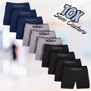Kit Com 10 Cuecas Boxer Algodão Sem Costura Zorba