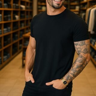 Camiseta Masculina Camiseta Básica Algodão Malha Peruana