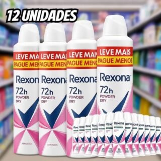 Rexona 12 Unidades Desodorante Antitranspirante Aerossol Powder Dry 150ml