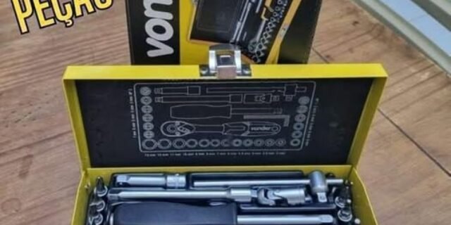 Jogo de Soquetes e Ponteiras, Encaixe de 1/4″, com 33 Peças, Vonder VDO773