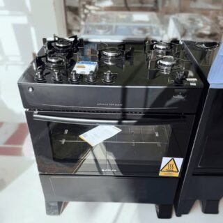 Fogão 5 Bocas Atlas Preto Mesa de Vidro Mônaco Top Glass