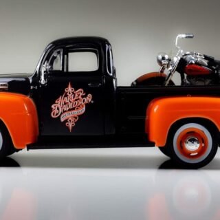 1958 Ford F-1 Pickup + Moto Harley Flh Duo Glide 1/24 Maisto Preto