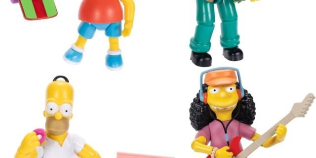 Disney Os Simpsons Pacote com 4 bonecos colecionáveis de 12,5 cm da Onda 1 do Pacífico – Homer, Bart, Groundskeeper Willie e Otto
